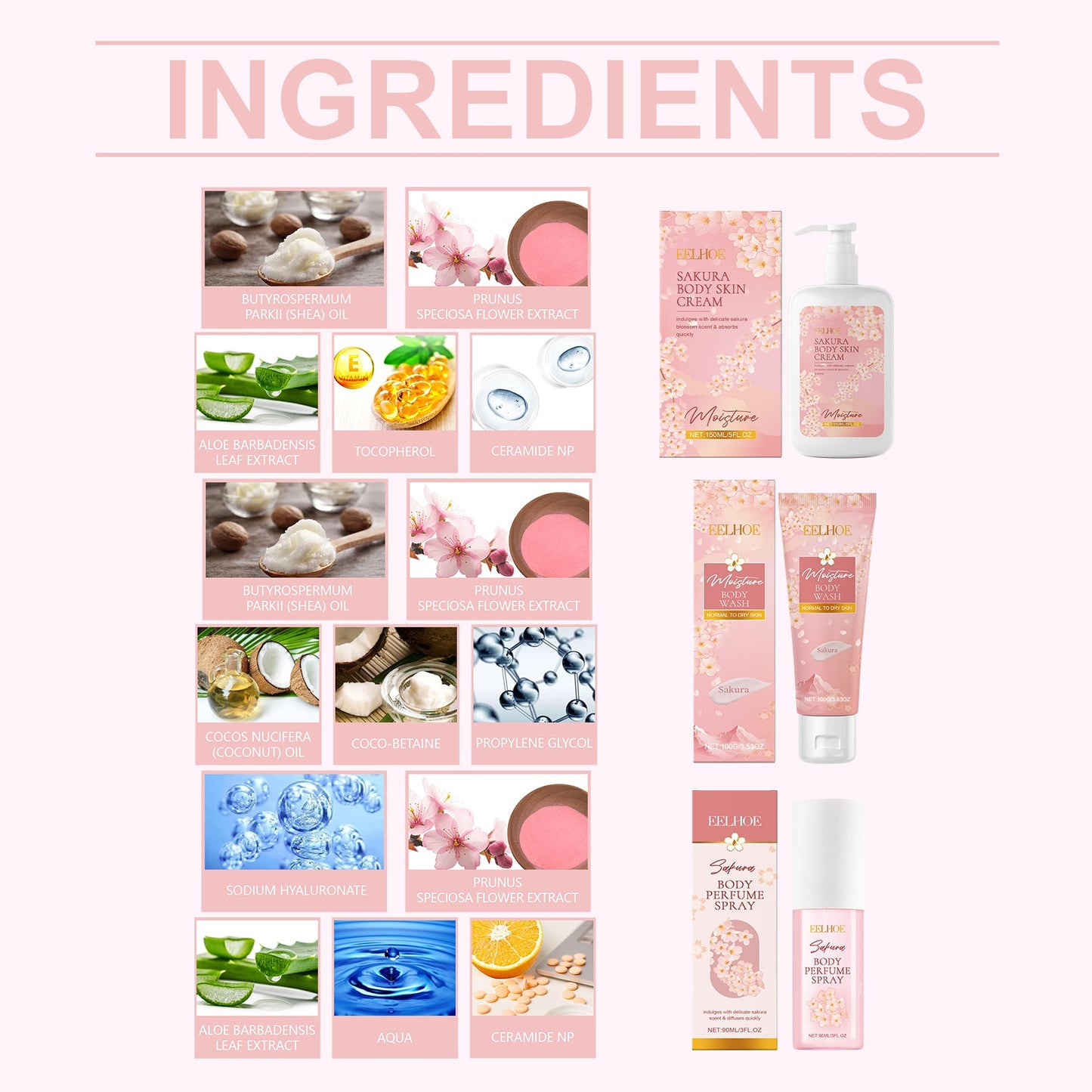 Cherry Blossom Body Care Set - Nourishing and Moisturizing