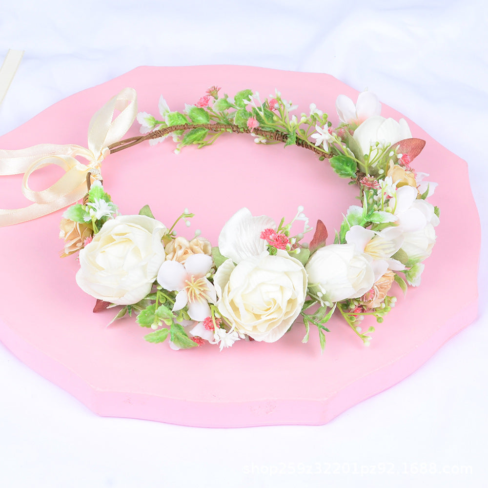 Korean style flower garland headwear, orchid flower crown, fashion show, dance party, headwear, vacation, countryside props, hea - Korvel
