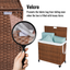 Laundry Hamper With Lid PE Rattan Powder Coating Frame Clothes Hampers with 02 Removable Bags, Wheels, 160L, Brown Color - Korvel