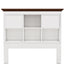 Solid Pine Captain Bookcase Bed with Trundle Bed and 3 Spacious Under Bed Drawers in Casual,Full, White+Walnut - Korvel
