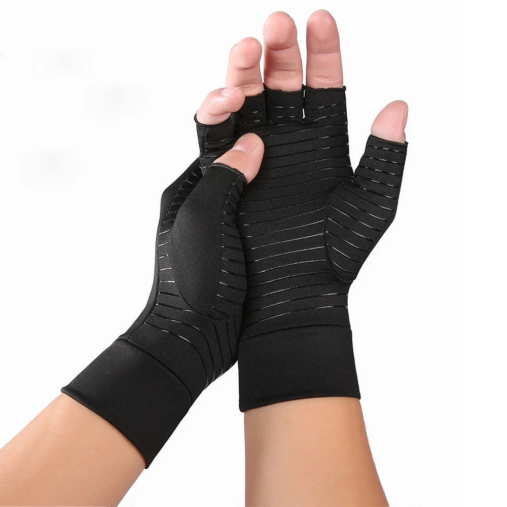Indoor Writing Copper Fiber Health Care Half Finger Rehabilitation Training Joint Pain Relief Gloves Pressure Gloves - Korvel