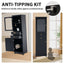 Tall Bathroom Storage Cabinet with Glass Doors, Free-Standing, Two Drawers, and Adjustable Shelves, MDF Board, Painted Black - Korvel