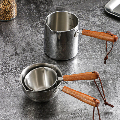 Stainless steel oil splashing small pot, three-layer steel mesh red hot oil small pot, mini milk pot, oil pouring, oil tapping, oil pouring special artifact - Korvel