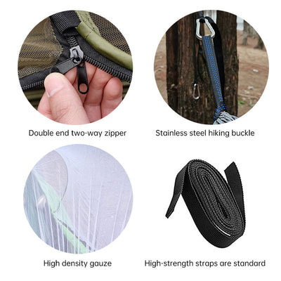 Automatic Quick Opening Mosquito Net Hammock Outdoor Camping Pole Mosquito Net Hammock Anti Roll Nylon Hammock - Korvel