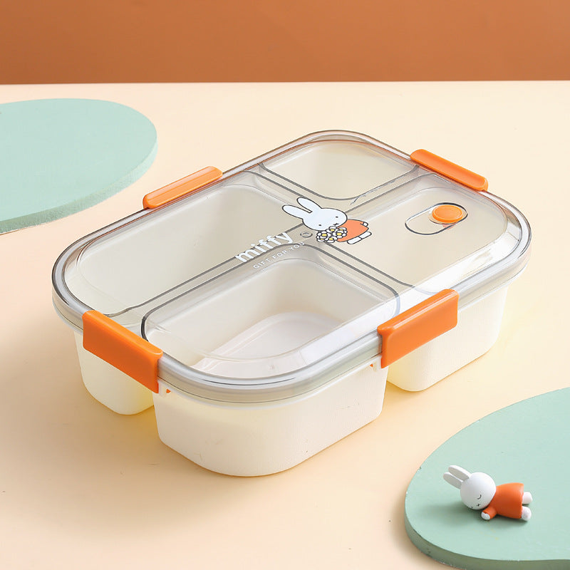 Fashion cartoon cute four-grid microwaveable lunch box bento box lunch box - Korvel