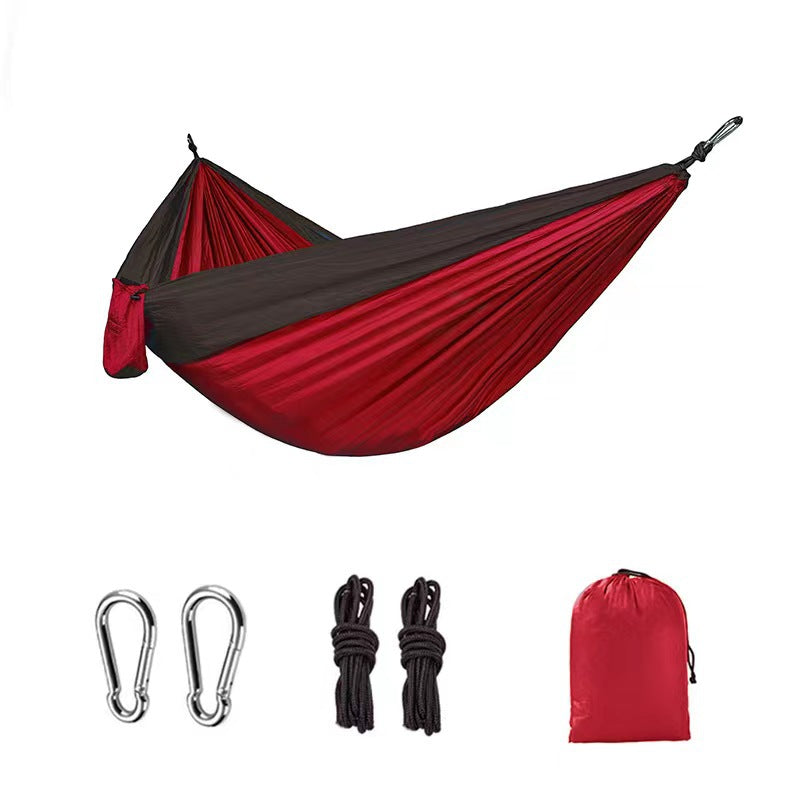 Light double nylon camping hammock with straps. Great for trips, beach, yard & garden. - Korvel