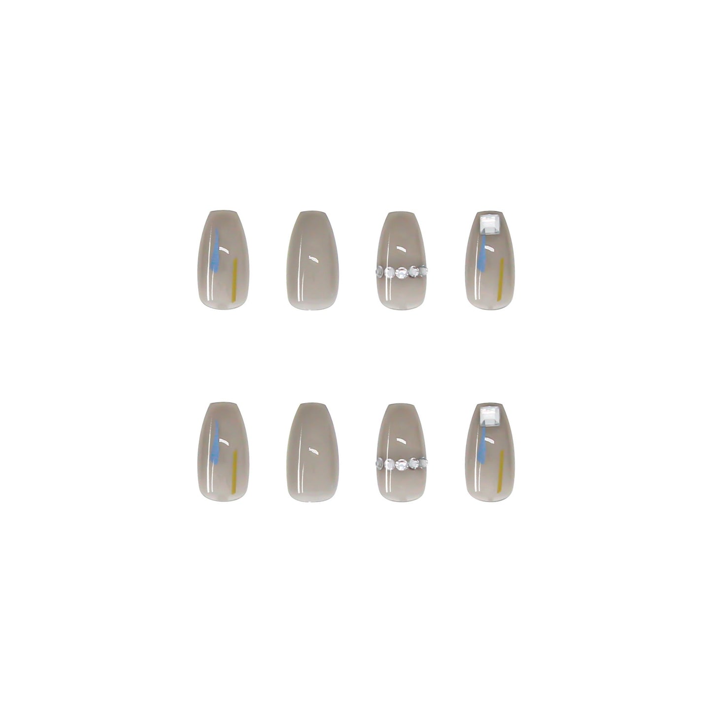 Transparent Gray Manicure Niche High-End Square Drill Wearing Nails Fake Nails Removable Nail Stickers Nail Stickers Finished Nails - Korvel