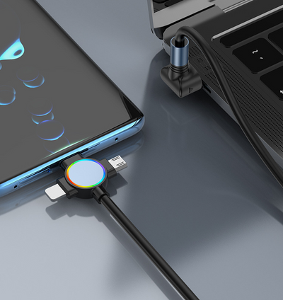Three-in-One Retractable USB Data Cable for Fast Charging