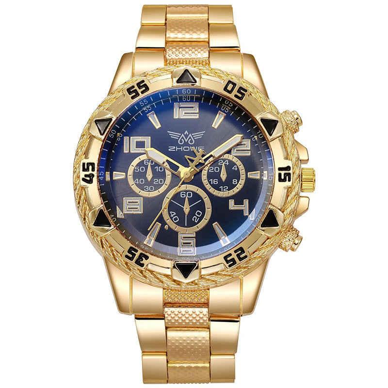Men's Casual Sports Watch with Steel Strap and Large Dial