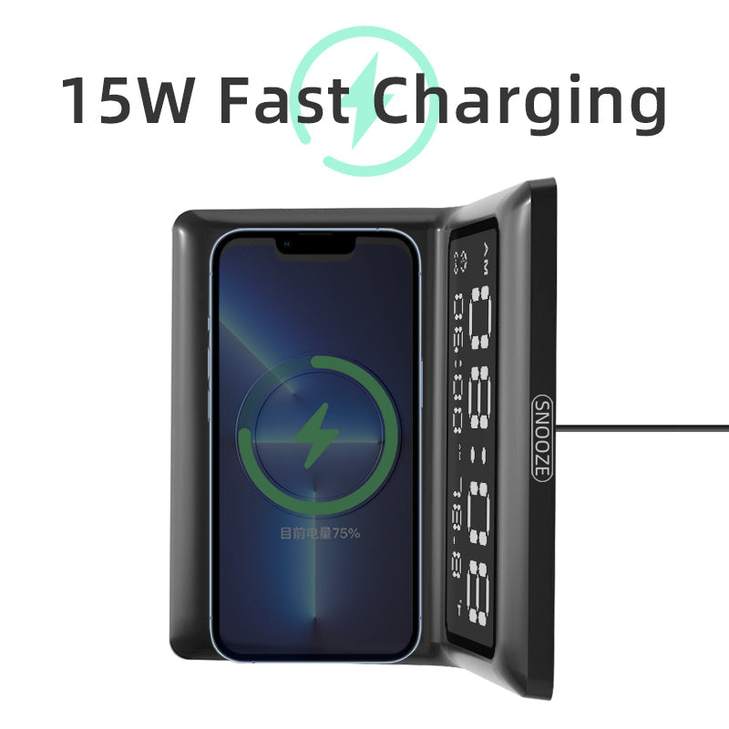 Alarm Clock Wireless Charger For Apple Wireless Fast Charging Multi-Function 3-In-1 Mobile Phone Wireless Charging - Korvel