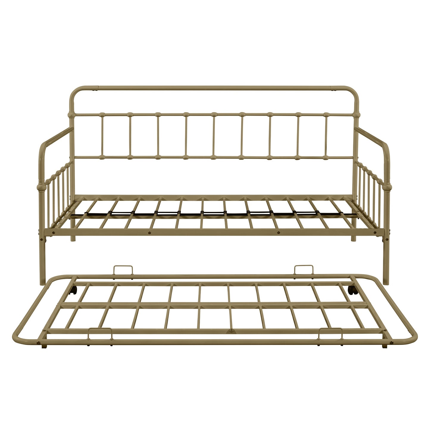 Elegant Bronze Metal Frame Daybed with Trundle