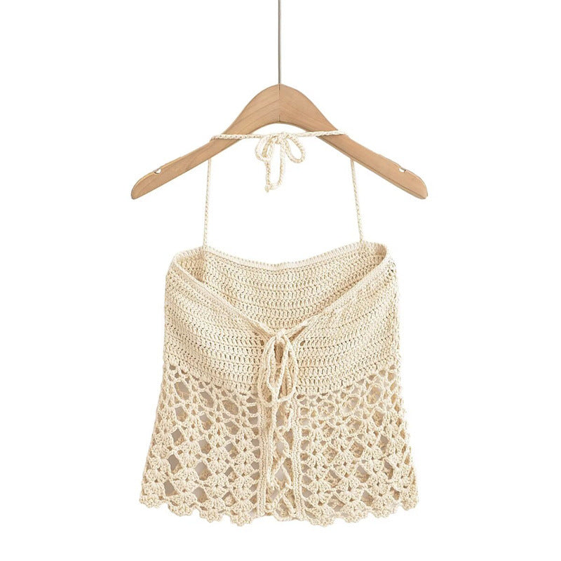 Haut sans manches en crochet ajouré chic pour femmes