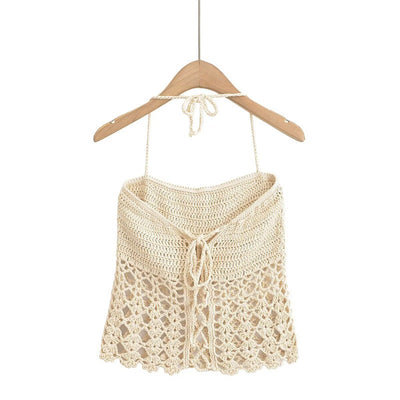 Haut sans manches en crochet ajouré chic pour femmes