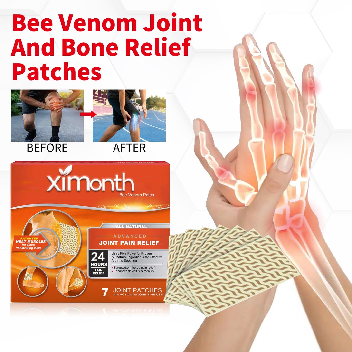 Bee Venom Patch, Relieve Hand-Foot Flexure Joint Shoulder Neck Lumbar Knee Soreness Care Body Patch - Korvel