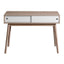 Kitchen Mid-Century Table Writing Desk with 2 Push-pull White Panel Drawers and Wood Legs, Natural Color - Korvel