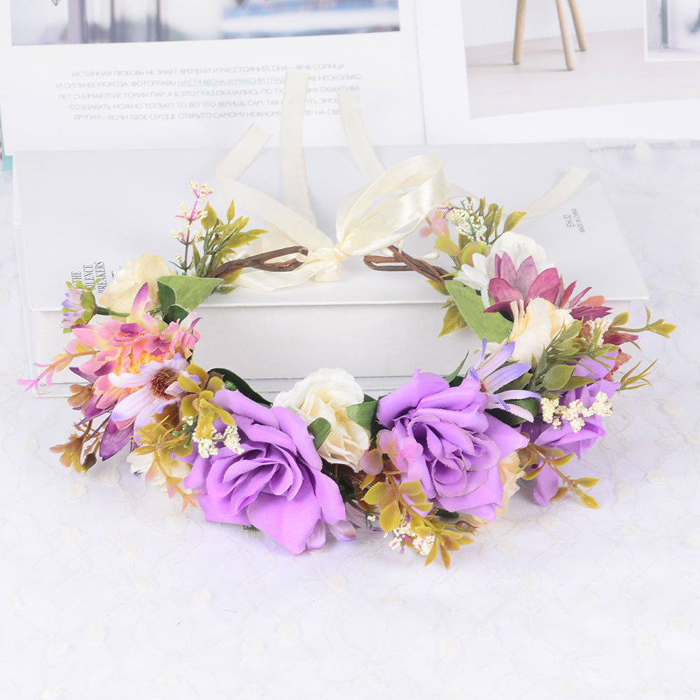 Flower garland headwear simulated flower vine flower crown vacation photography headwear - Korvel