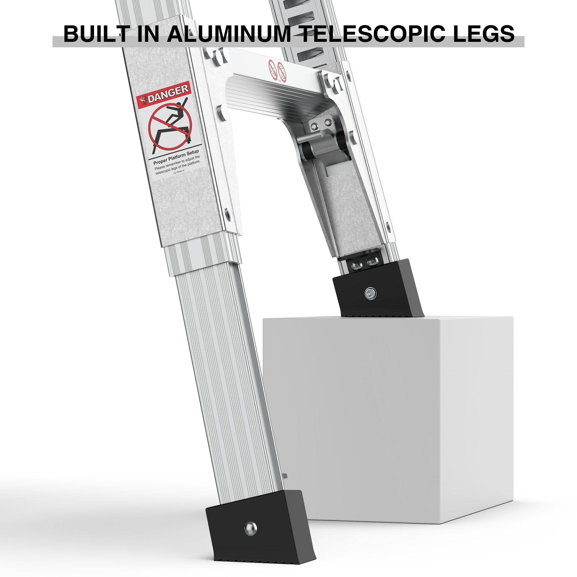 Aluminum Work Platform Large Size Step Stool Folding Portable Work Bench 40" Width Telescopic Feet 22" -27.5" Height Adjustable - Korvel