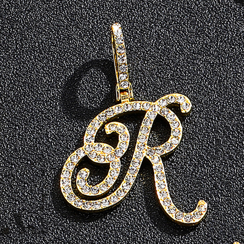Hip Hop Grass Letter Pendant with Cuban Chain