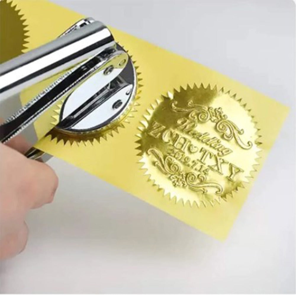 45/50mm blank circular gold silver red/cowhide gear shaped pliers steel seal sticker certificate stamp - Korvel