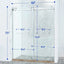 56-60 "wide x 75" high frameless double sliding shower door, 304 stainless steel chrome plated, 8mm thick SGCC tempered transpar - Korvel