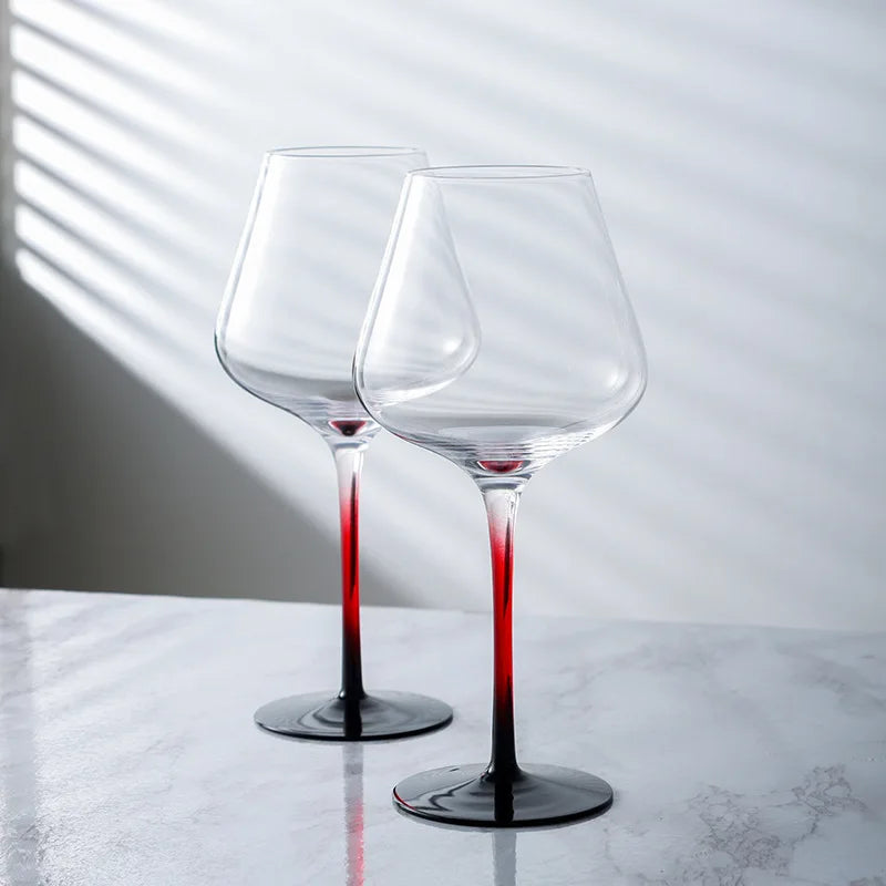 Elegant Black and Red Bow Tie Burgundy Wine Glass
