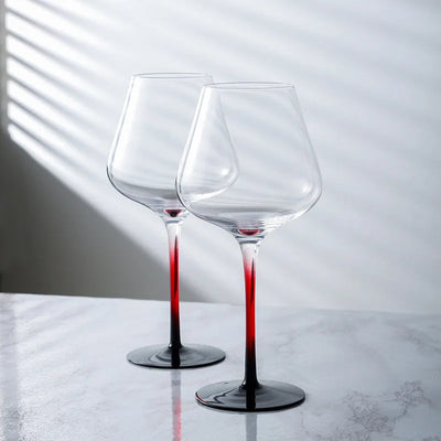 Elegant Black and Red Bow Tie Burgundy Wine Glass