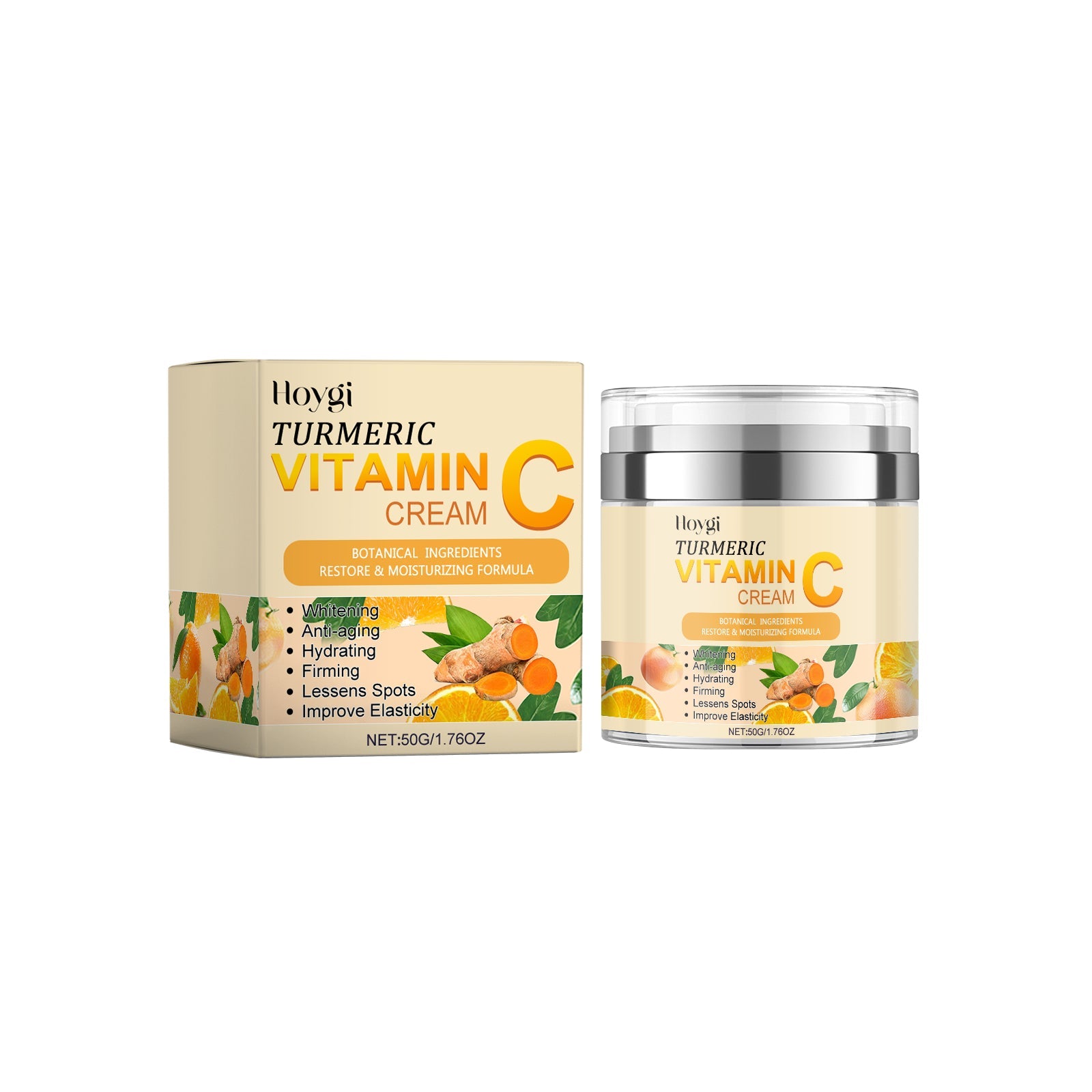 Turmeric Vitamin C Brightening Cream, Moisturizing Even Skin Tone Lighten Acne Mark Brightening Moisturizing Cream - Korvel