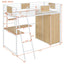 Lit mezzanine taille twin avec bureau en L et armoire - Blanc