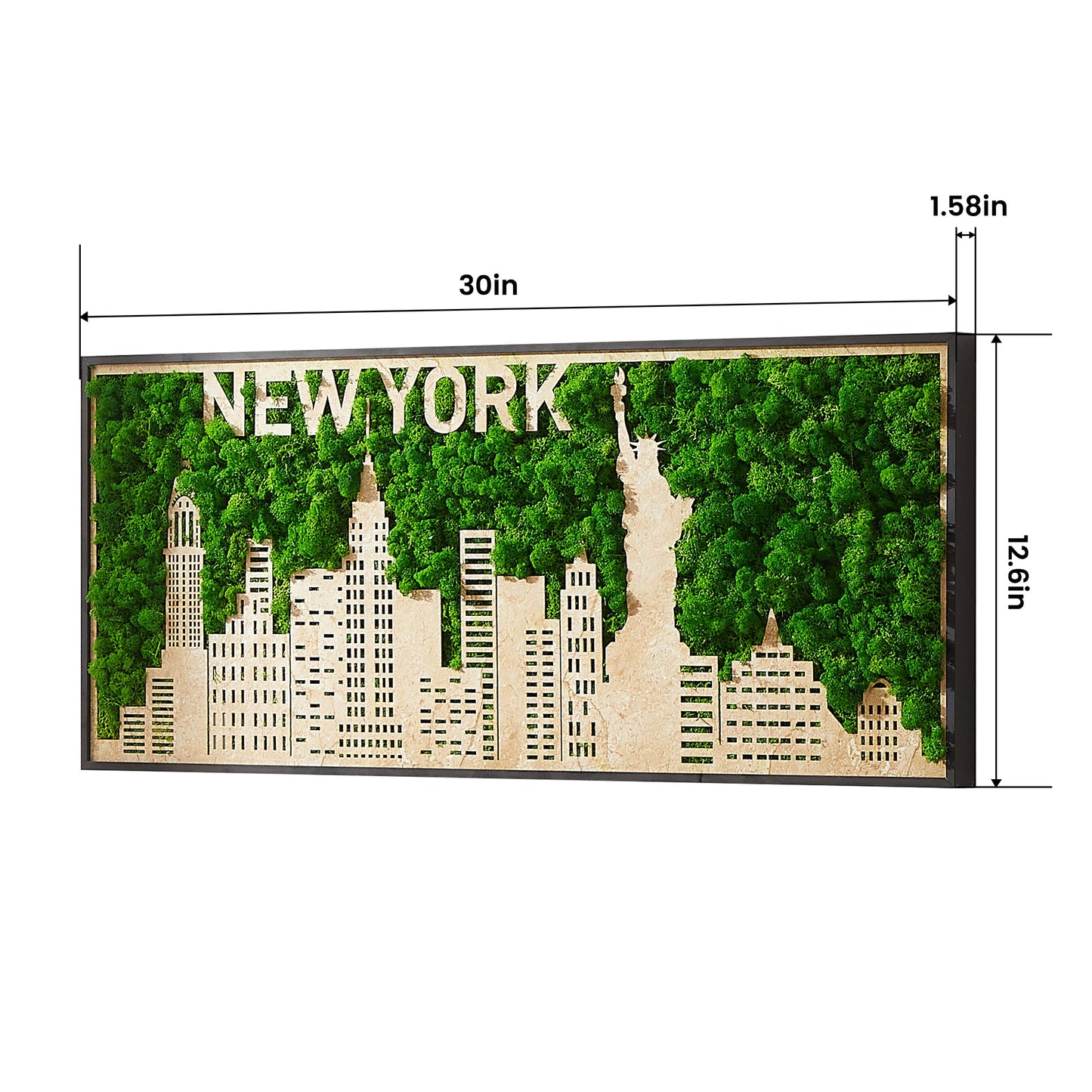 New York Moss City Silhouette Metal Wall Art - Small