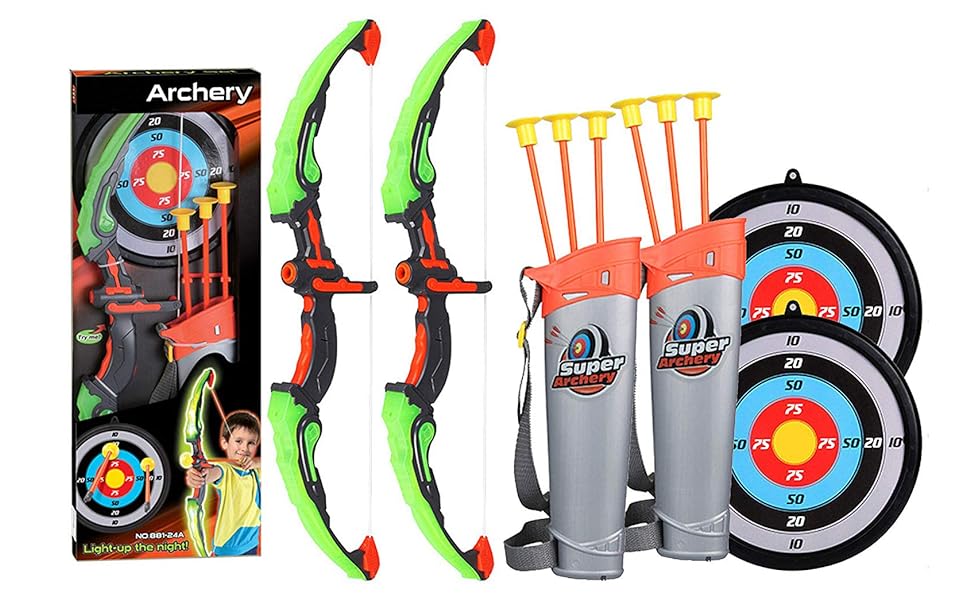 Juego de Arquería LED para Niños con Flechas de Succión