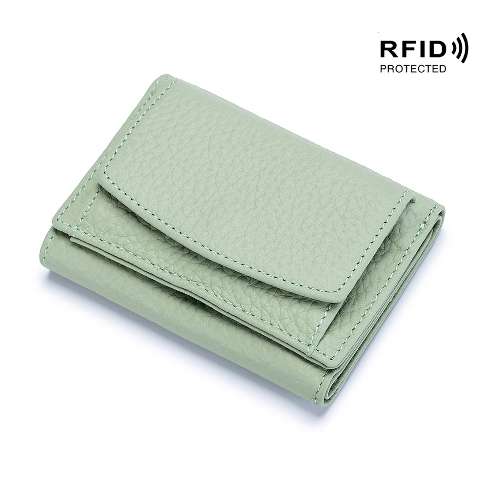 Cartera Mini de Cuero Genuino para Mujeres con Protección RFID