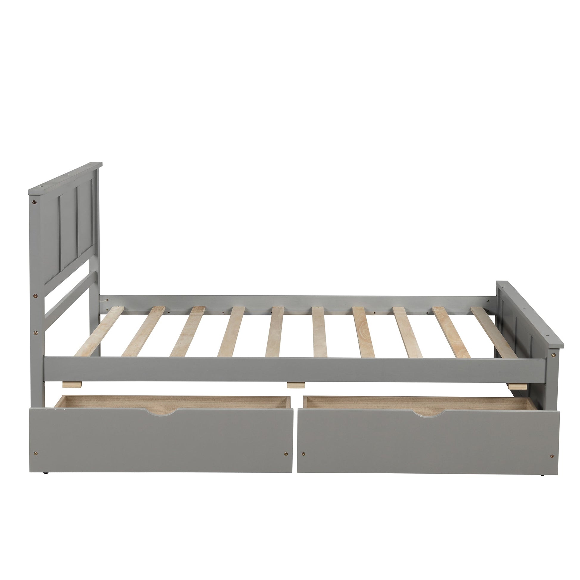 Platform Storage Bed  2 drawers with wheels, Twin Size Frame  Gray - Korvel