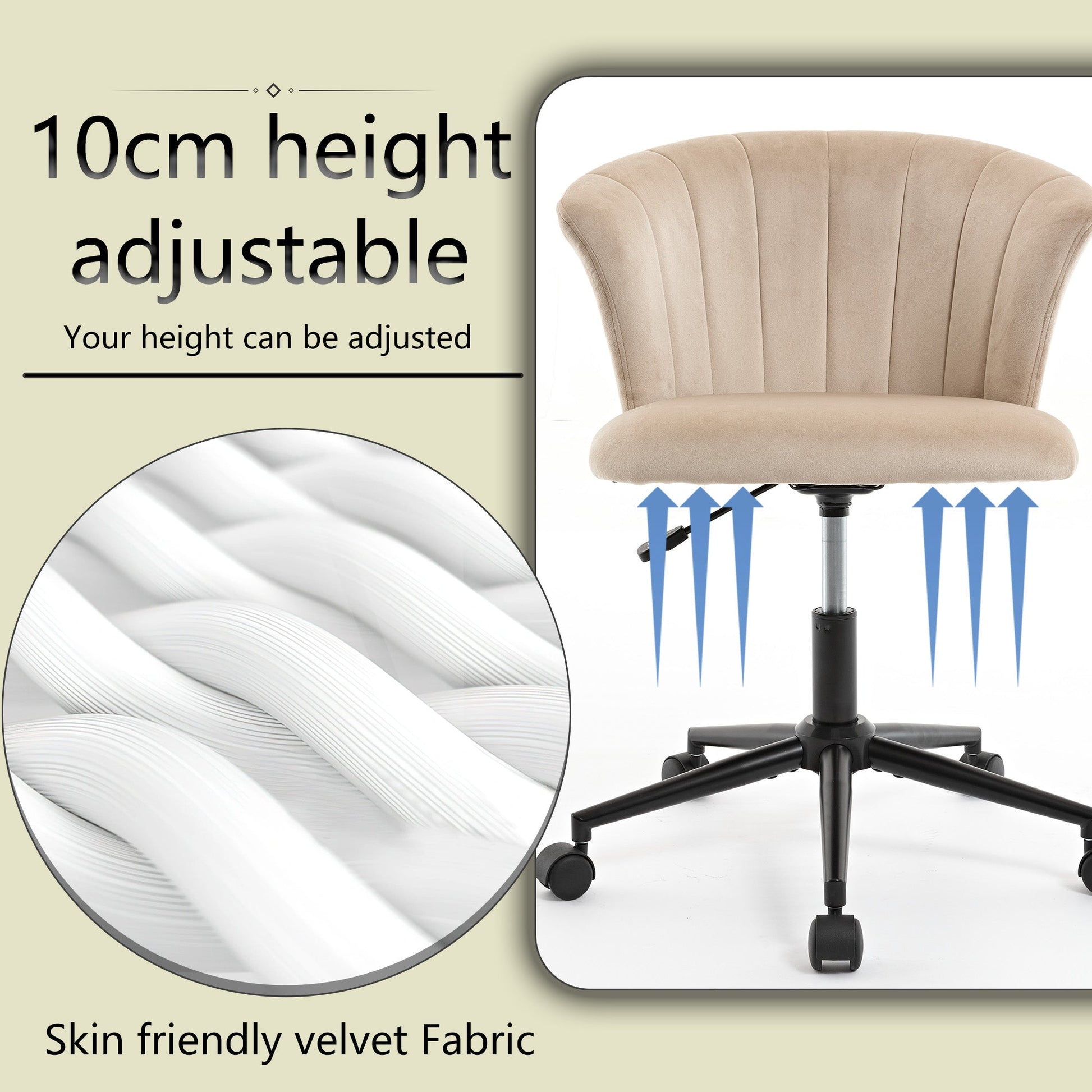 Home Office Chair, Velvet Fabric Swivel Flower Shape Computer Desk Chair for Home Office or Bedroom - Korvel