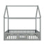 Full Size Wood House Bed with Fence and Door, Gray - Korvel
