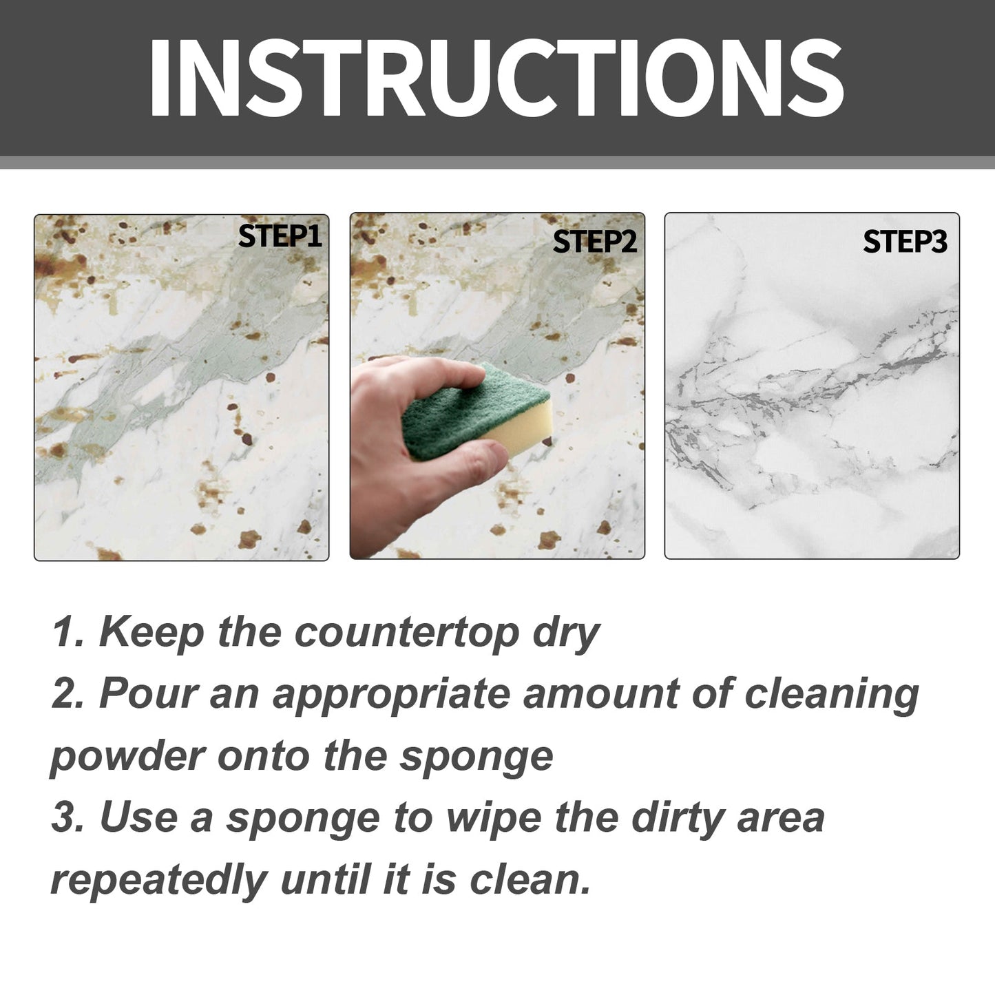 Polvo Limpiador de Piedra Premium para Superficies de Cocina y Baño
