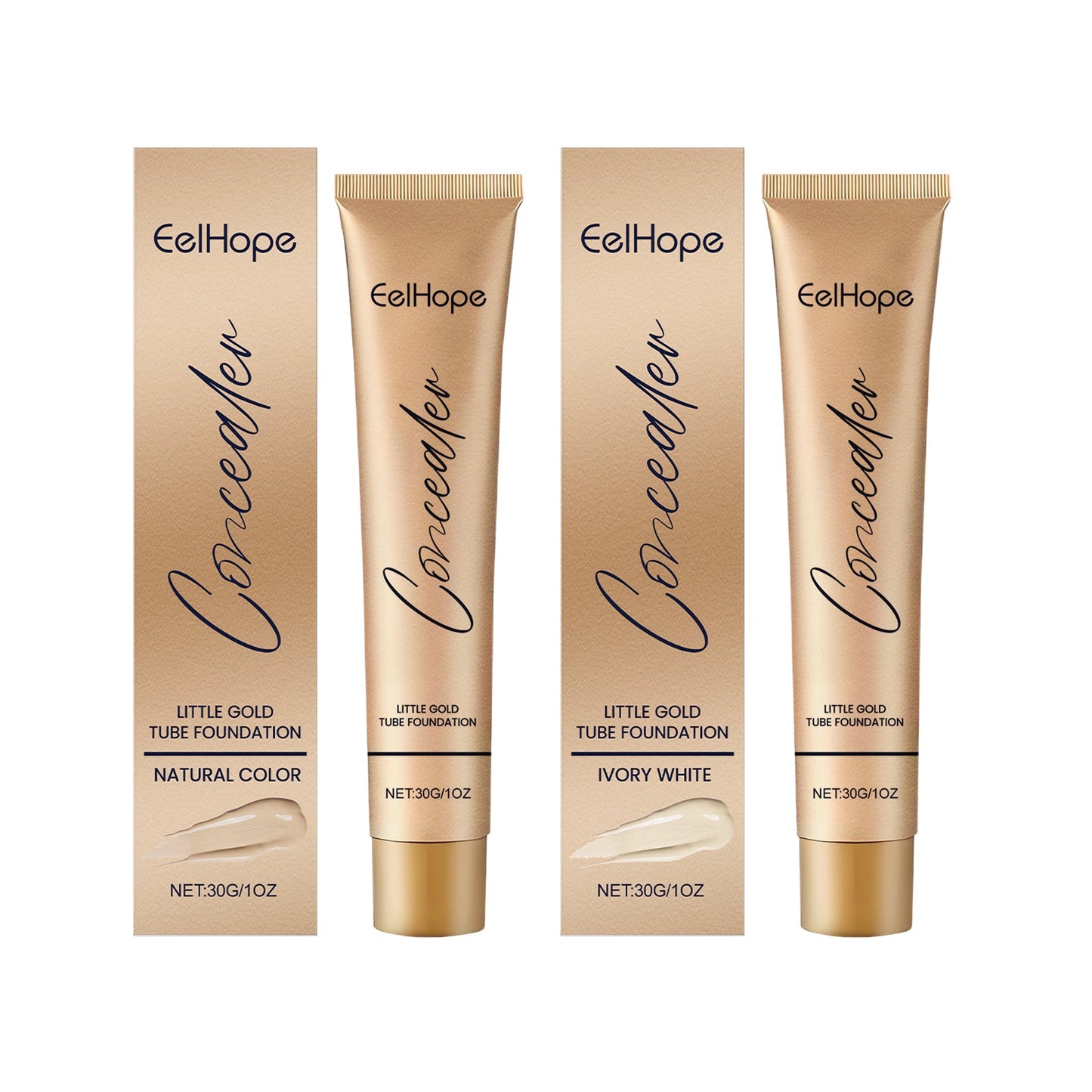 Small Gold Tube Foundation Concealer, Natural Lightweight Skin Concealer Not Easy To Remove Makeup Moisturizing Liquid Foundation - Korvel