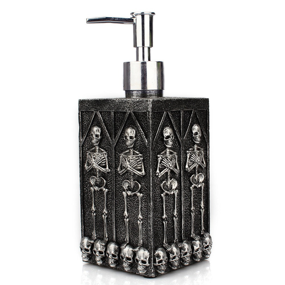 Creative home square bathroom hand sanitizer bottle decoration with a multi sided skull liquid bottle in the underground cave - Korvel