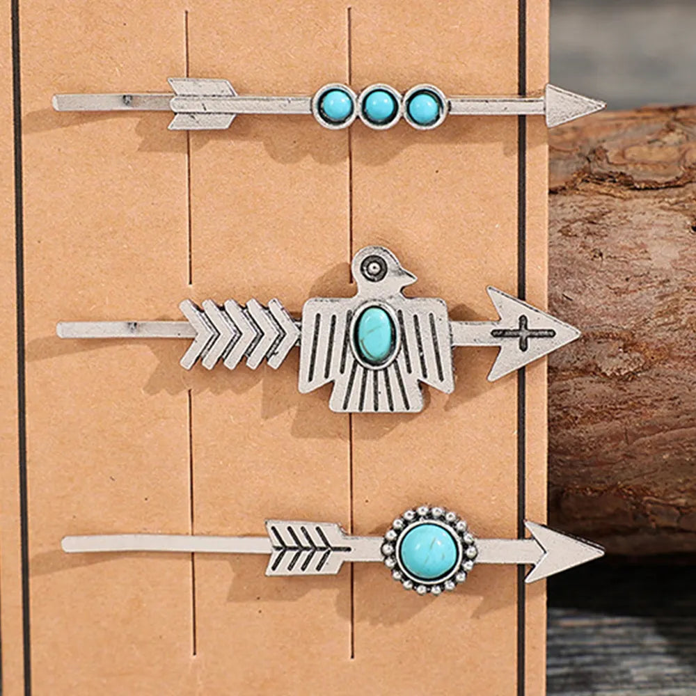 3 PCS/Set Artificial Turquoise Hair Pins - Korvel