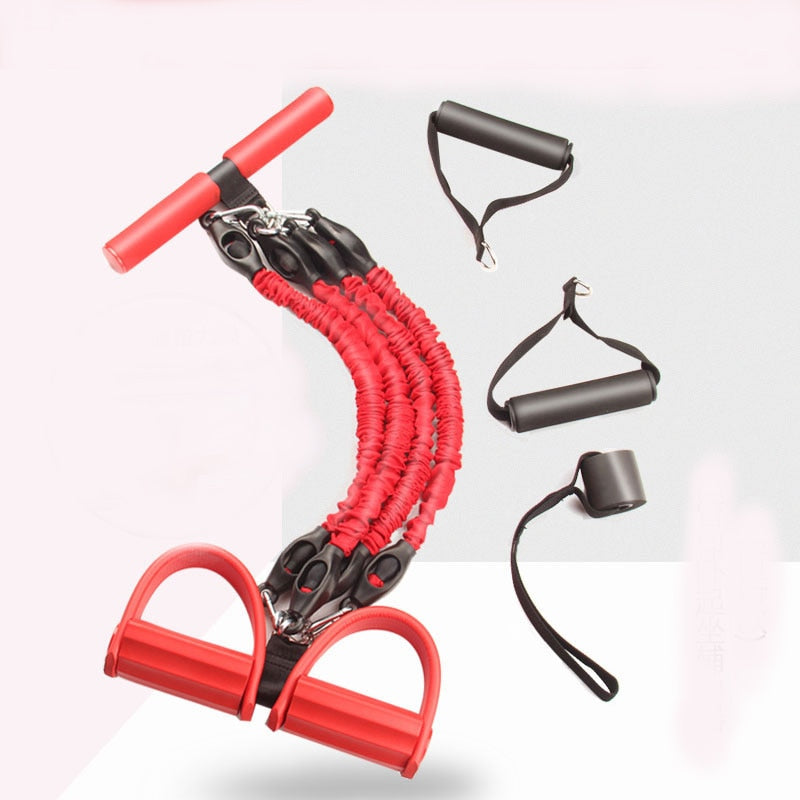 Multifunction Fitness Pedal Exerciser Sit-up Exercise Band Elastic Pull Rope Equipment Tummy Bodybuilding Tension Rope Antibreak - Korvel