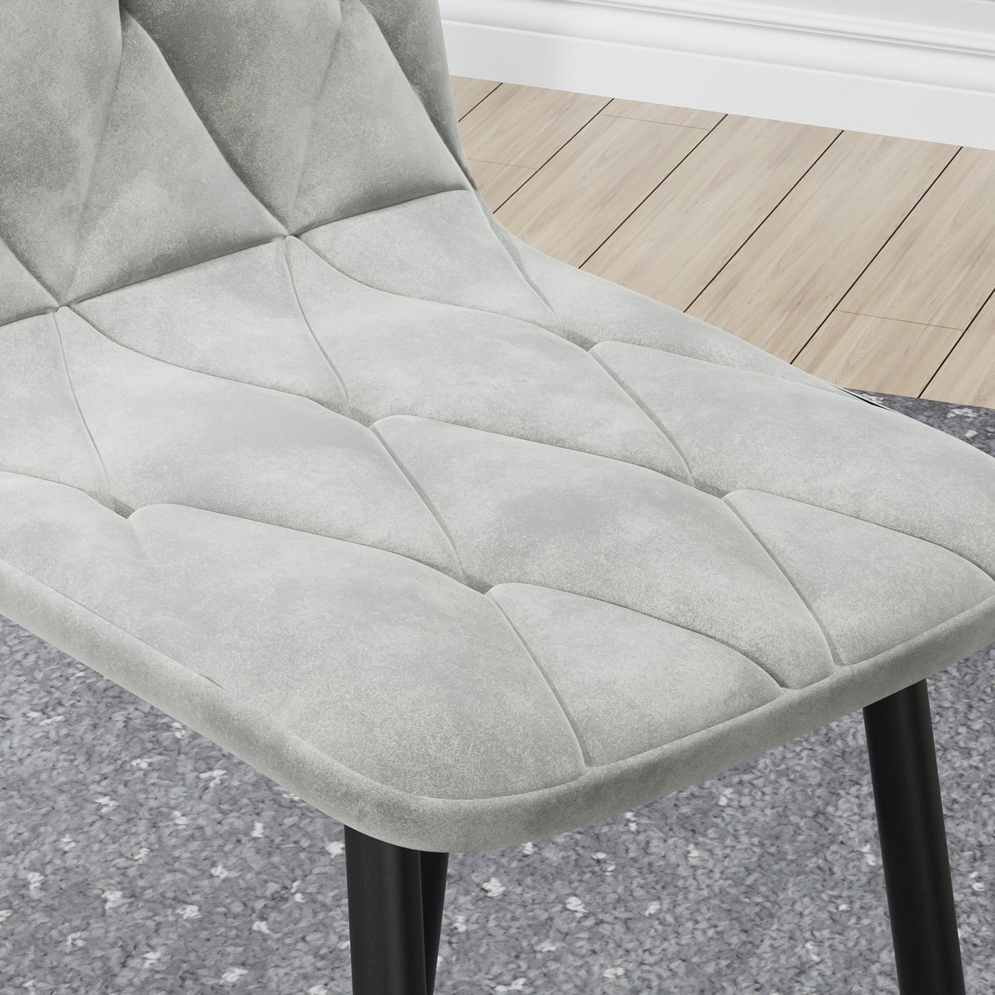 Dining Chairs Set of 4, Modern Kitchen Dining Room Chairs, Velvet Dining Chair Upholstered Cushion Seat and Sturdy Metal Legs - Korvel