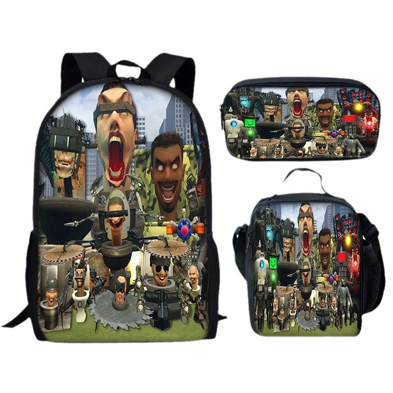 Conjunto de mochila Skibidi Toilet Man de 3 piezas para la escuela