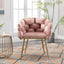 Luxury modern simple leisure velvet single sofa chair bedroom stool manicure table back chair pink set of 2 - Korvel
