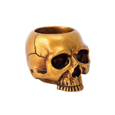 Small Golden Skull Decoration Desktop Small Storage succulent basin tabletop candle holder - Korvel
