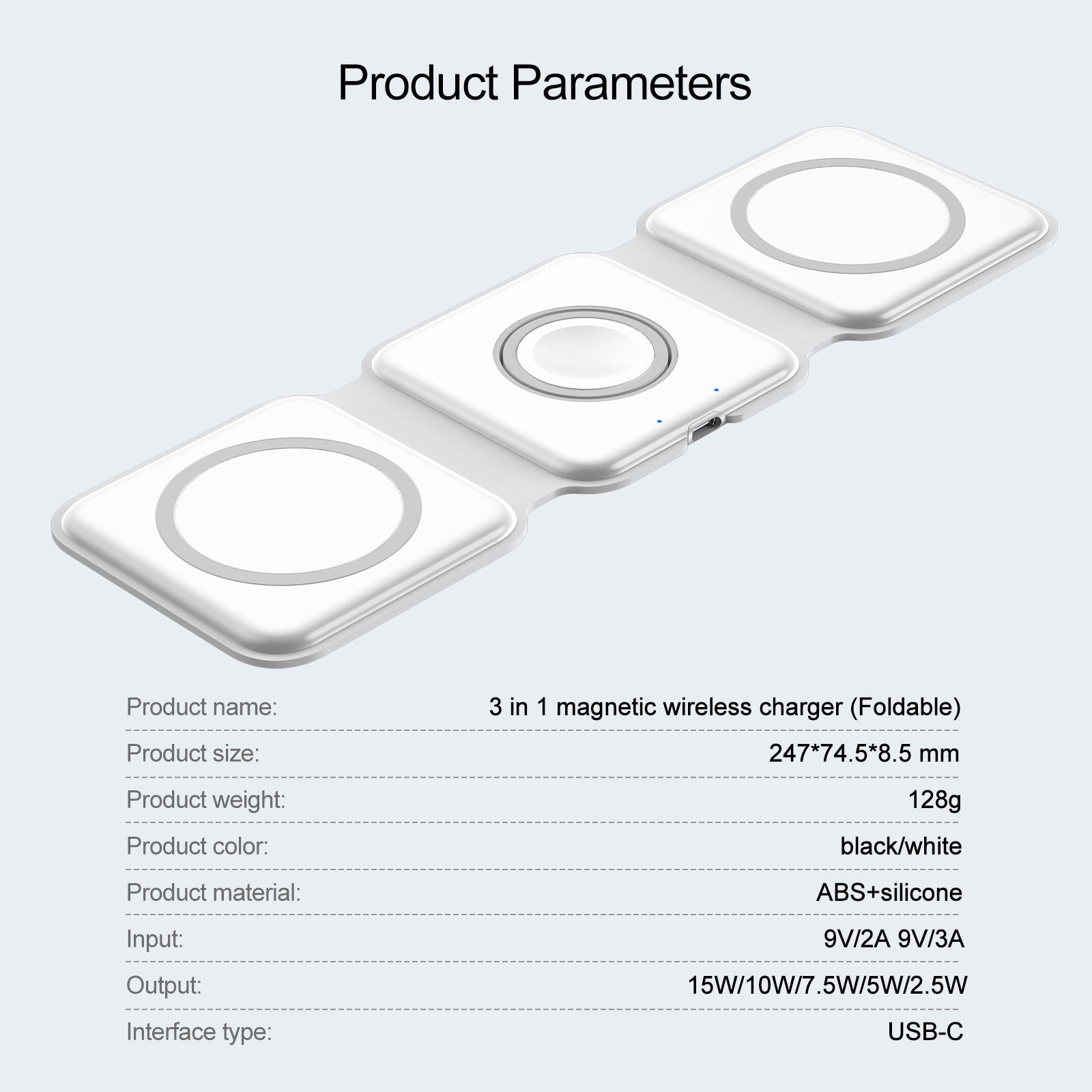 Magsafe15W Fast Charging Wireless Charging Three-In-One Folding Magnetic Wireless Charger For Apple Headset Watch - Korvel