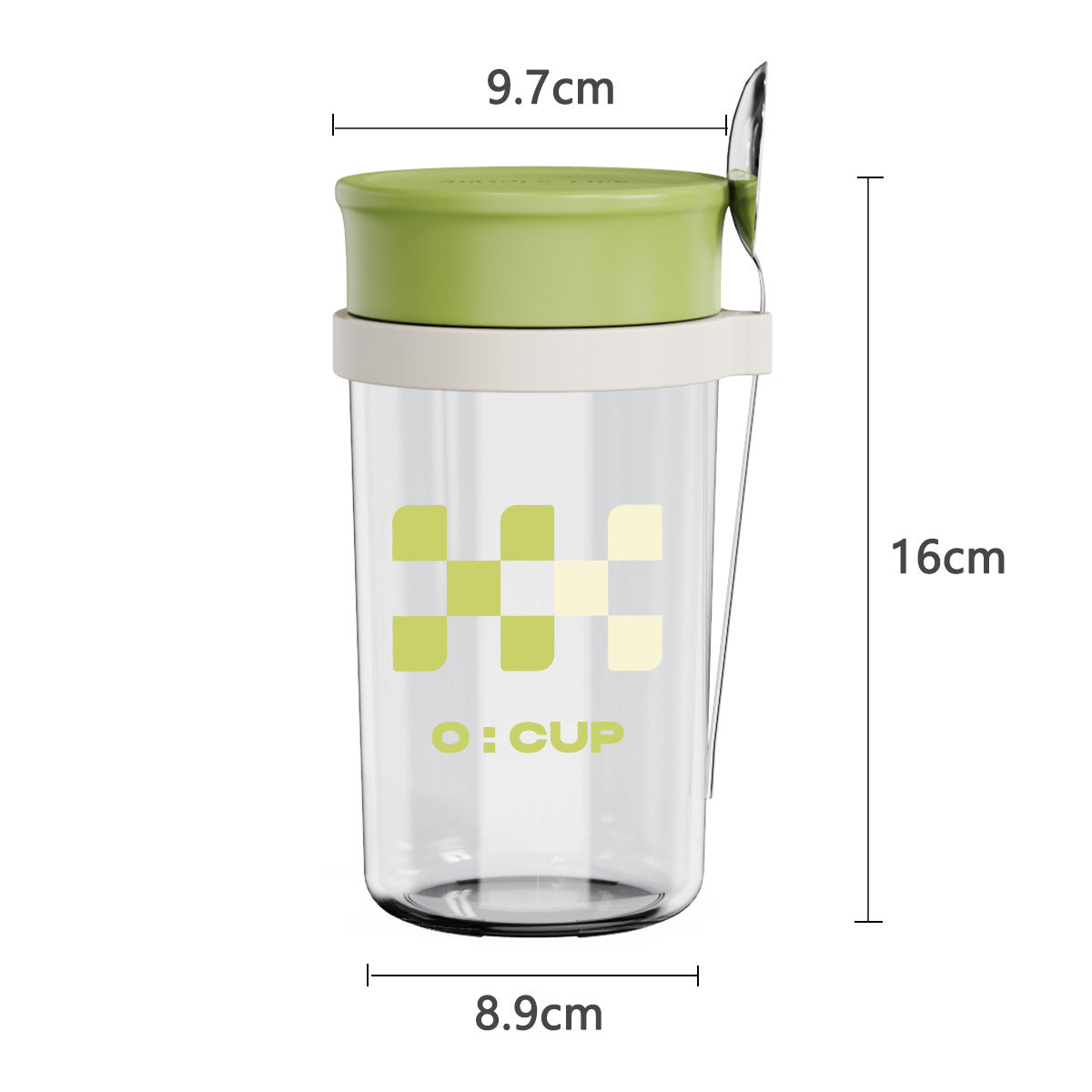 Tasse à petit-déjeuner en verre élégant avec cuillère