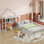Wooden Full Size Children's Bed with Detachable Headboard and Integrated Clothes Drying Rack, White - Korvel