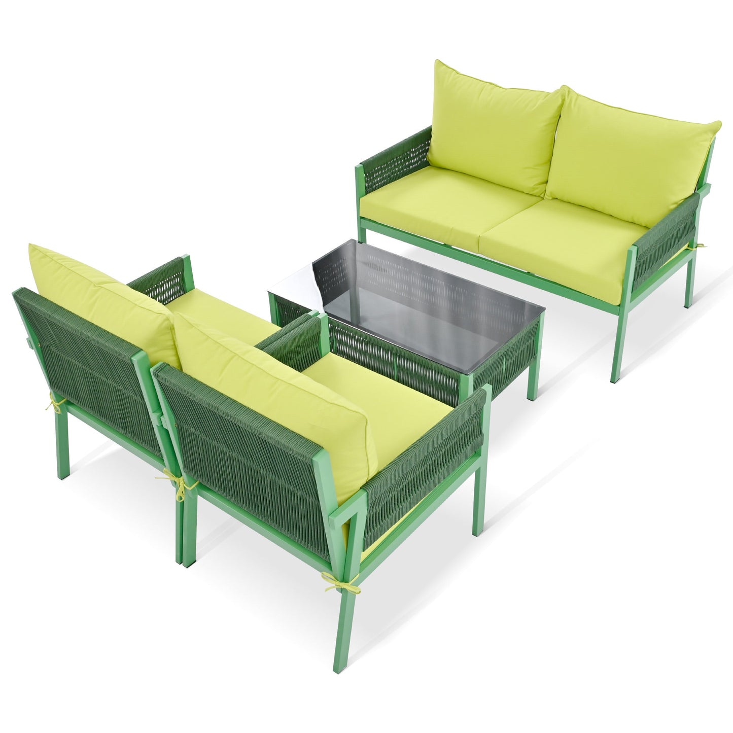 Ensemble de meubles d'extérieur premium avec table en verre trempé