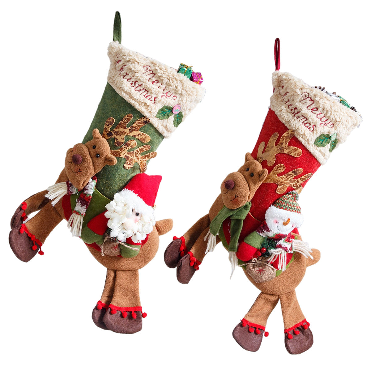 Santa Claus, snowman, deer riding socks, children's Christmas gifts, apple bags, jewelry, Christmas socks - Korvel