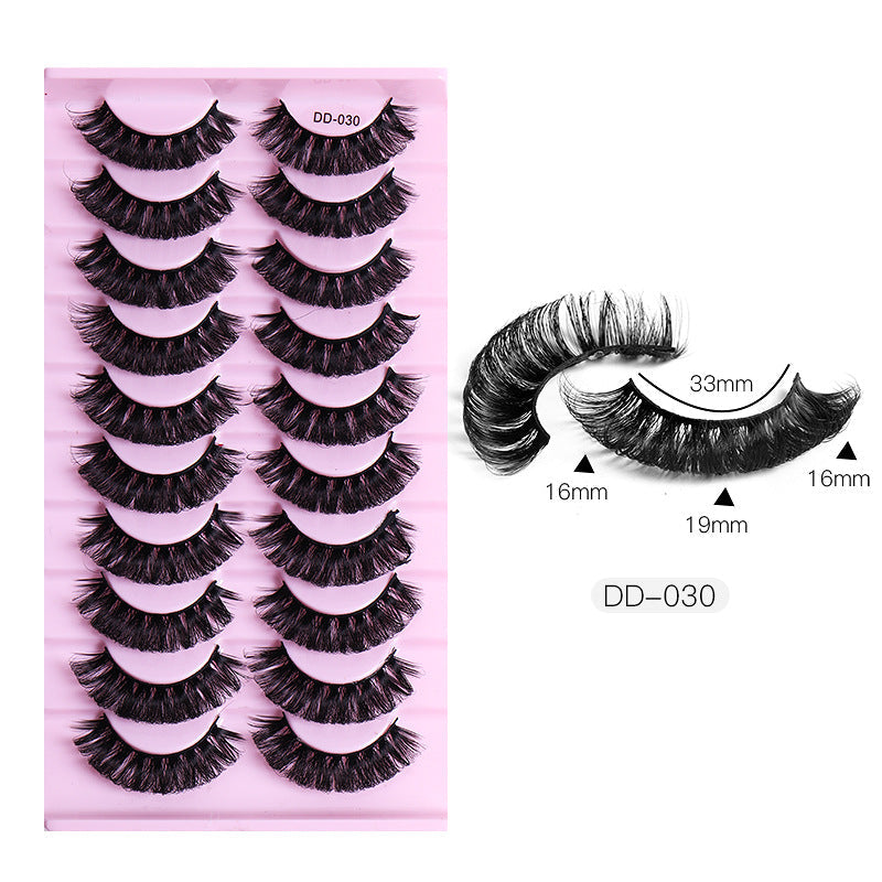 New DD Russian Large Roll Grafting Free False Eyelashes 10 Pairs Of Multi-Layer Thick Cross Mink Like Eyelashes - Korvel