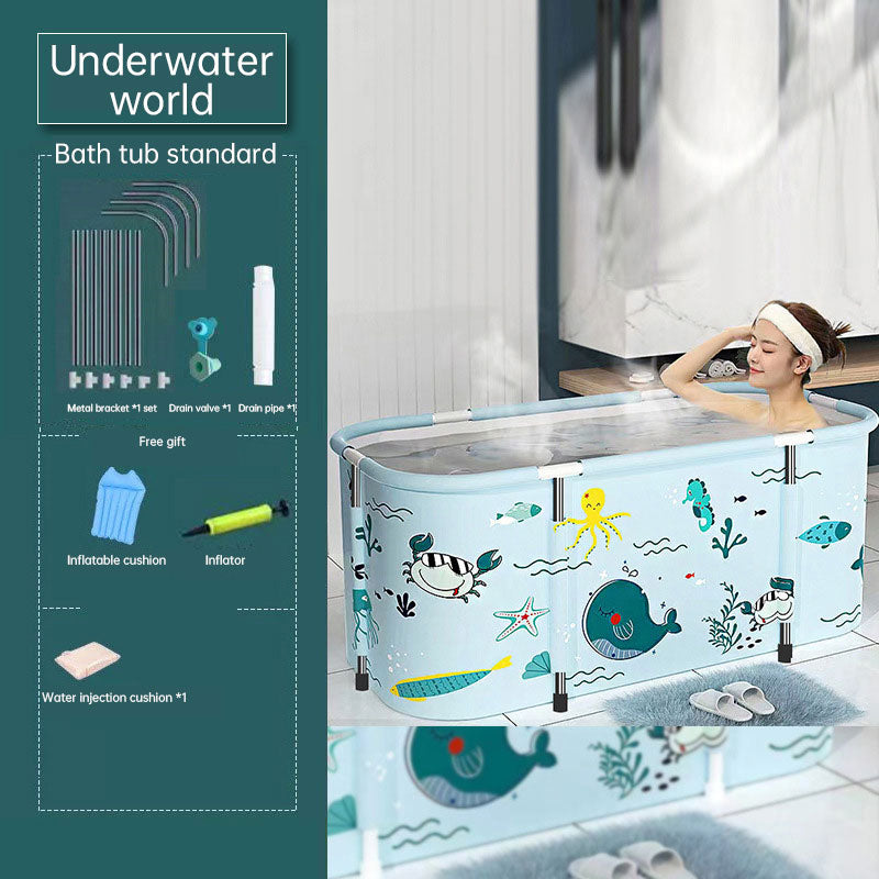 120CM Bathtubs Folding Bath Bucket Thicken Shower Barrel Adult IceTub Baby Swimming Pool Insulation Family Bathroom SPA Tub - Korvel
